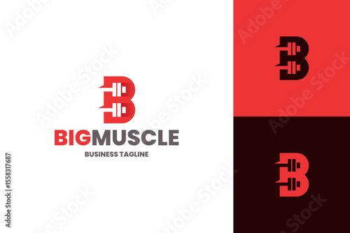 barbel gym b letter logo vector