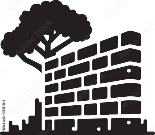 Brick wall icon silhouette