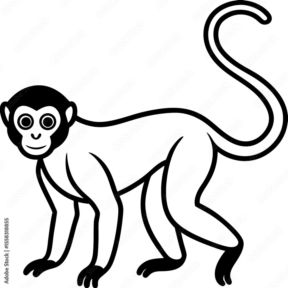Obraz premium Spider Monkey Ink Line Art