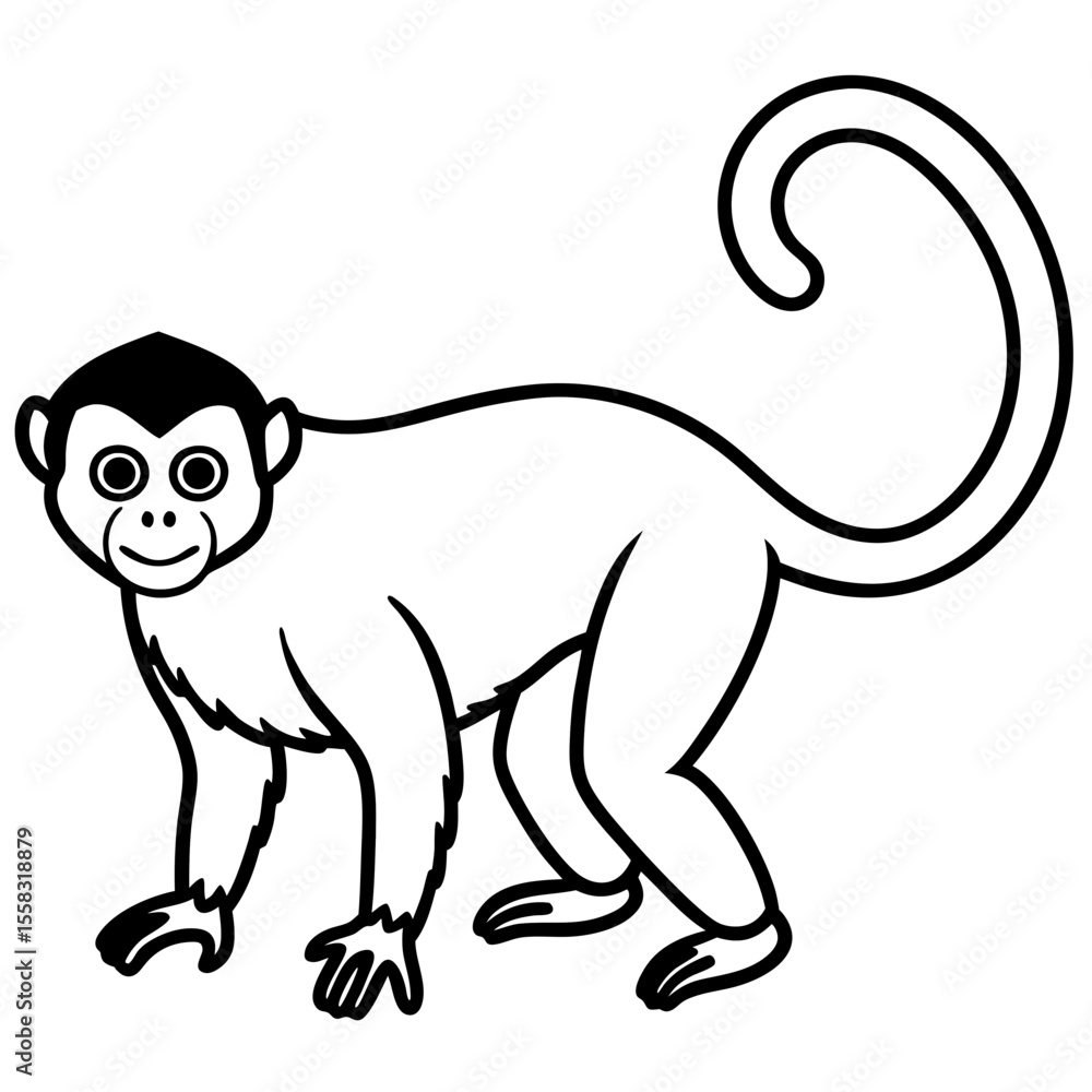 Obraz premium Spider Monkey Ink Line Art