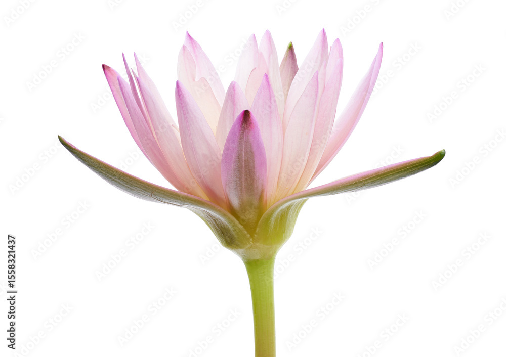 Fototapeta premium Pink water lily, Blooming water lily flower isolated on white background, with clipping path 
