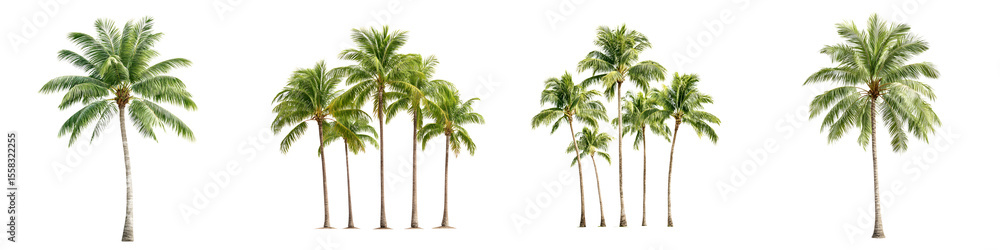 Obraz premium Tropical Palm Tree Collection: Isolated on White Background