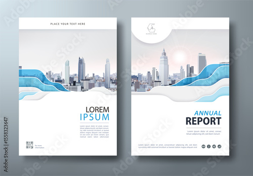 Blue Annual report brochure flyer design template vector, Leaflet, presentation book cover templates, layout in A4 size