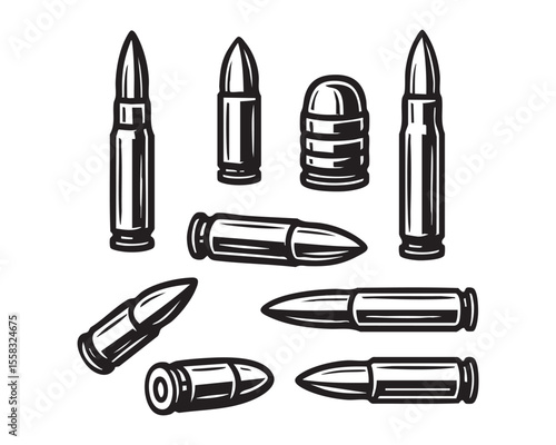 Engraved Bullet and Ammo Icon Set