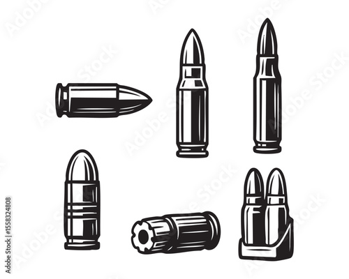 Engraved Bullet and Ammo Icon Set