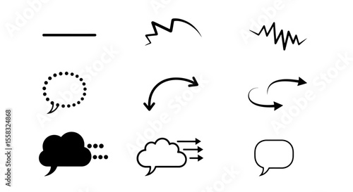 Speech Bubbles & Arrows: Black & White Vector Set for Design