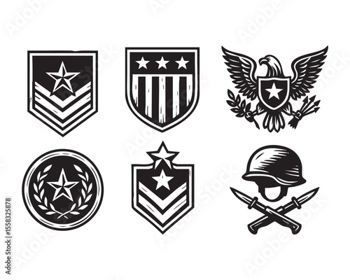 military insignia badge medal symbols vector set