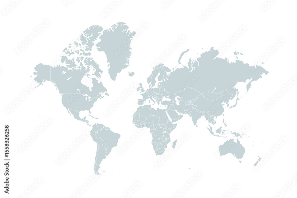 Obraz premium Political blank World Map with country borders vector illustration. Editable and layered Neatly.