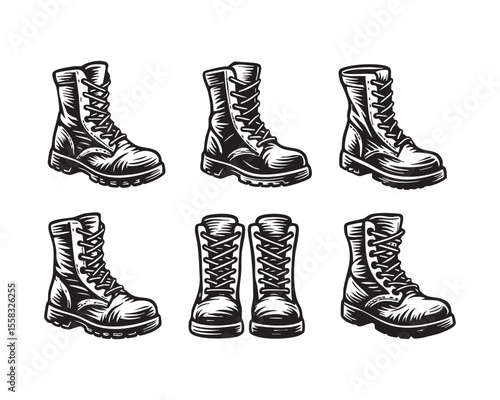 Vintage Army Combat Boots Illustration