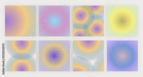 Radial blur gradient backgrounds for social media, personal blog, posters. Vector minimal aesthetic design banners	
