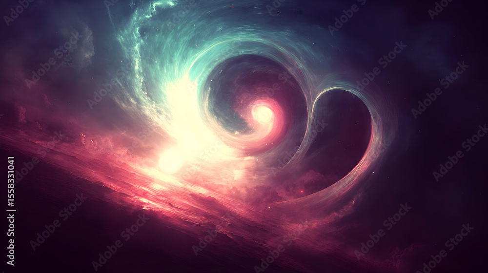 Obraz premium of swirling stars and light flares in a deep black background