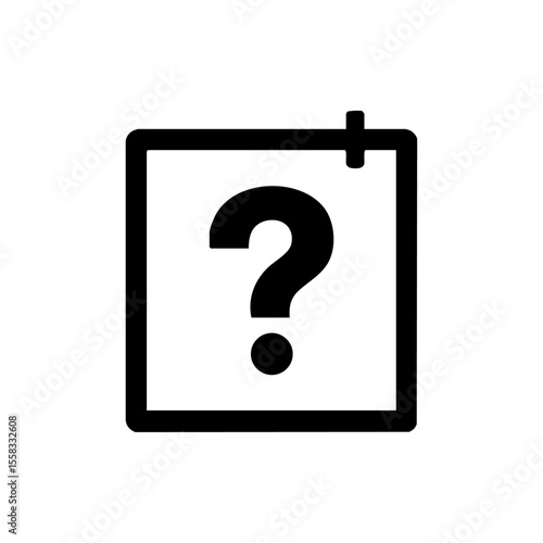 Vector icon of a sticky note featuring a bold question mark symbol.


