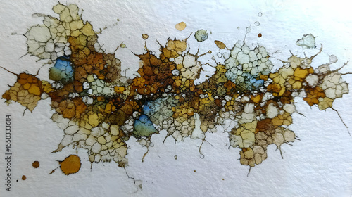 stains spreading organically on textured paper with pastel tones and natural blending