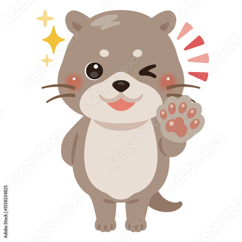 グッドサインを出すカワウソのキャラクターイラスト