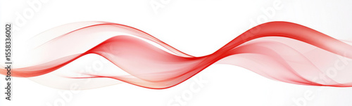 Abstract red curved line with light effect on transparent background for web banners, UI designs, and digital decorations as vector element.

