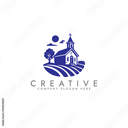 Pioneer Churches logo, featuring a cross symbol, symmetrical , and minimalist aesthetic  illustration design