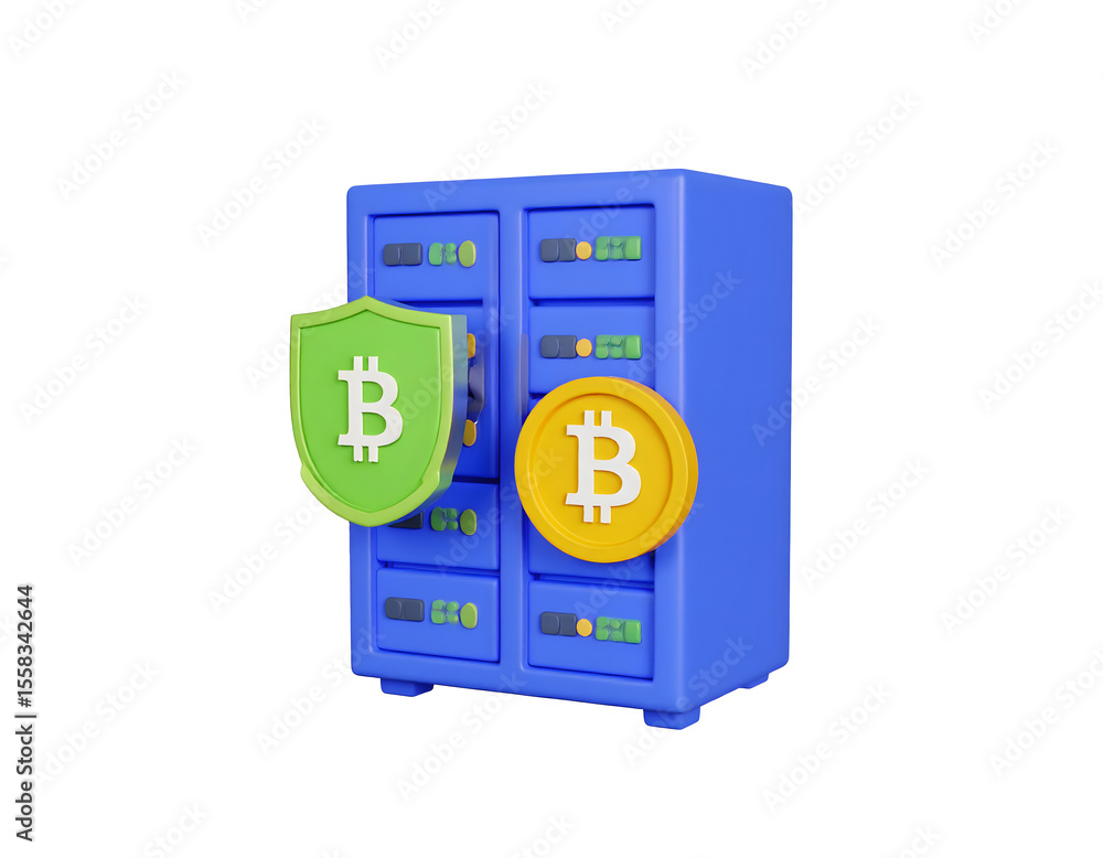 Fototapeta premium Secure Bitcoin Server: 3D Render