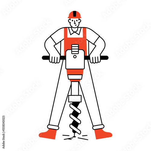 A sketchy style illustration showing a character using a jackhammer
