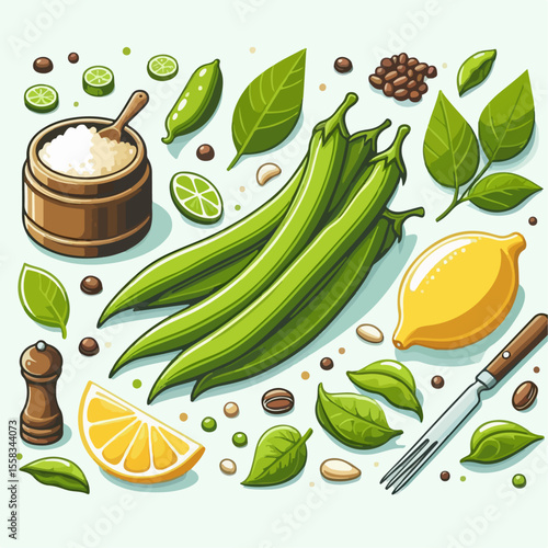 vector illustration of fresh long beans