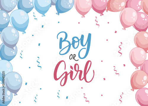 Boy or girl background with pink and blue balloons Gender reveal party