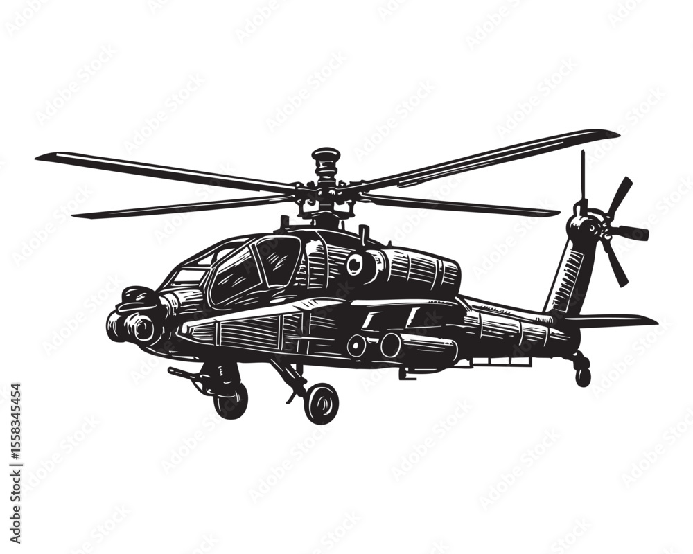 Fototapeta premium Military Helicopter vector Illustration