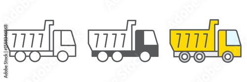 Tipper truck icon collection, construction and industry, truck sign vector set graphics, editable stroke linear icon, eps 10