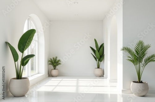 Cozy interior space with greenery and natural light