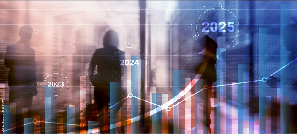 Fototapeta premium Financial background, economic growth 2023-2025. Abstract background