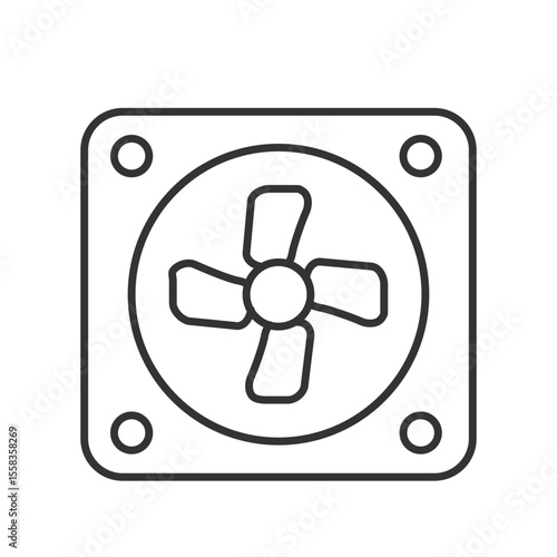 Fan line icon. Air vent system. Climate control industrial equipment. Powerful conditioning device. Ventilation. Isolated vector illustration. Outline symbol. Simple linear drawing. Editable stroke