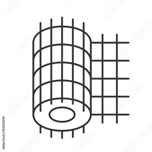 Wire mesh roll line icon. Architectural metal net for construction reinforcement. Building material storage. Isolated vector illustration. Outline symbol. Simple linear drawing. Editable stroke