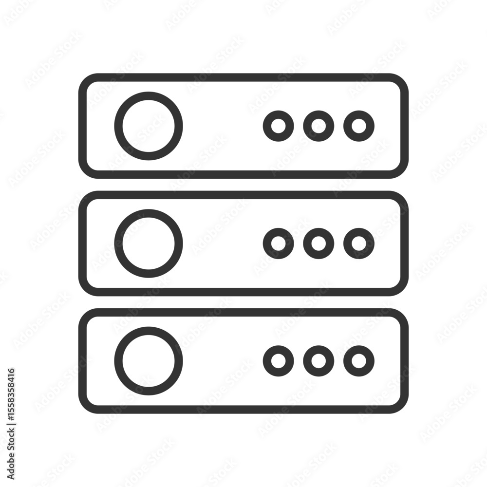 Fototapeta premium Servers line icon. Hardware for digital database storing. Electronic equipment of datacenter. Computing. Isolated vector illustration. Outline symbol. Simple linear drawing. Editable stroke
