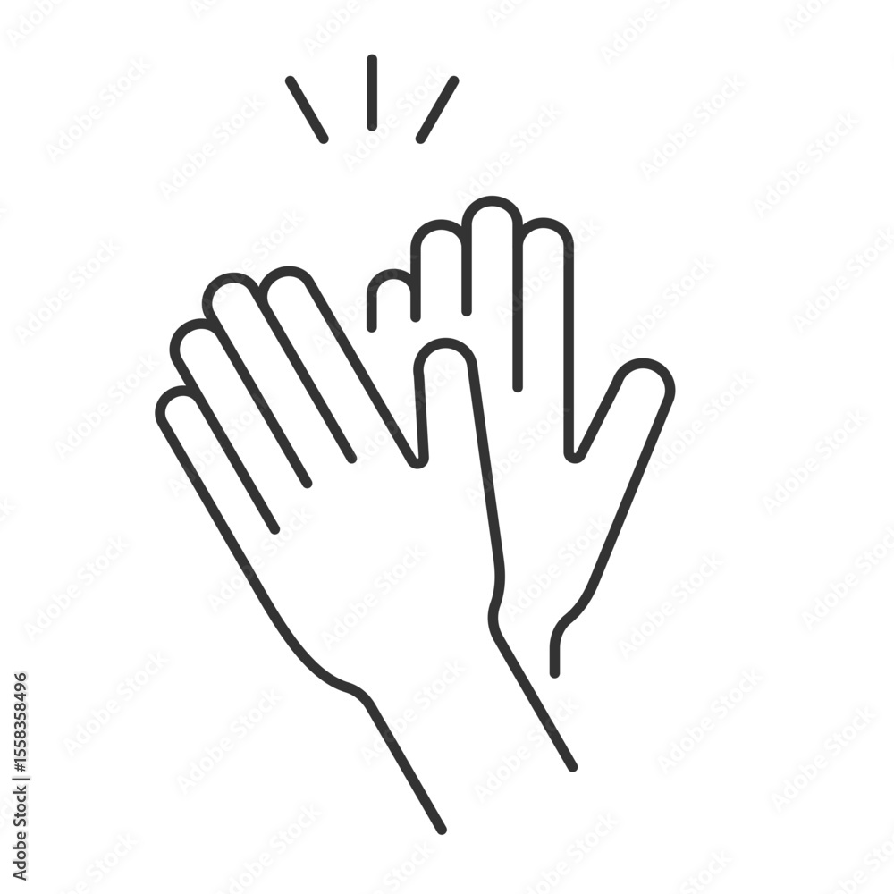 Obraz premium Applause line icon. Hands clapping for support. Greeting and graceful hand gesture. Non verbal communication. Isolated vector illustration. Outline symbol. Simple linear drawing. Editable stroke