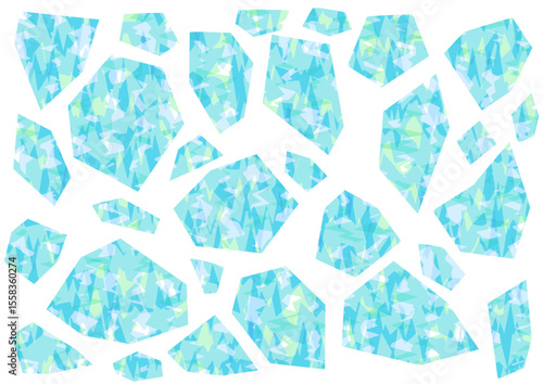 水色と黄緑色の氷・水の結晶の欠片(イメージ・模様)