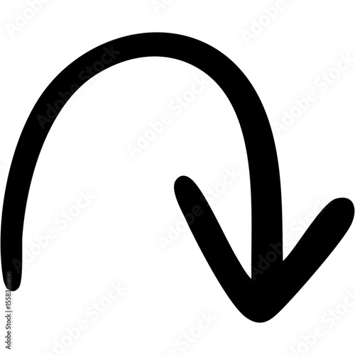 一本線の手書き矢印のイラスト17（黒）