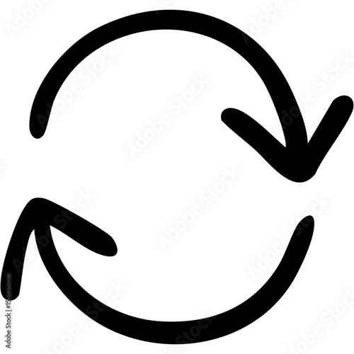 一本線の手書き矢印のイラスト19（黒）