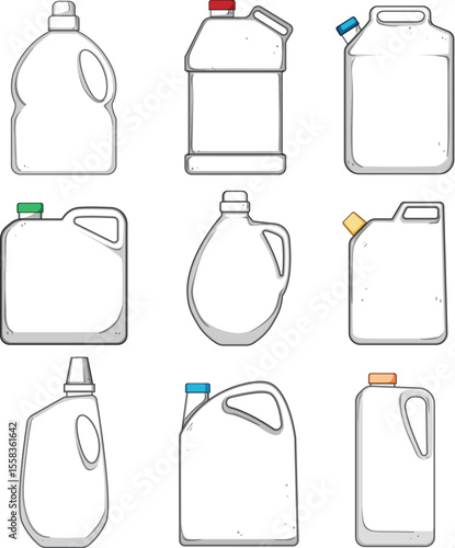 canister plastic set cartoon vector illustration