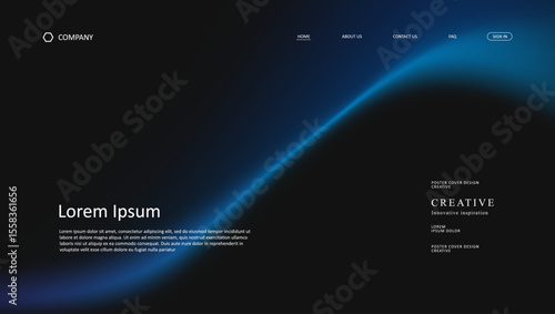 Abstract wave futuristic design of landing page. retro gradient mesh website design