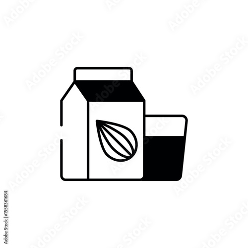 Almond Milk icon design with white background stock illustration