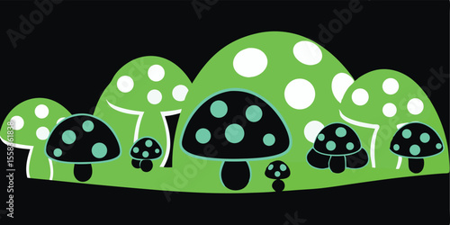 Enchanted Mushroom Grove A Whimsical Illustration of Fungi