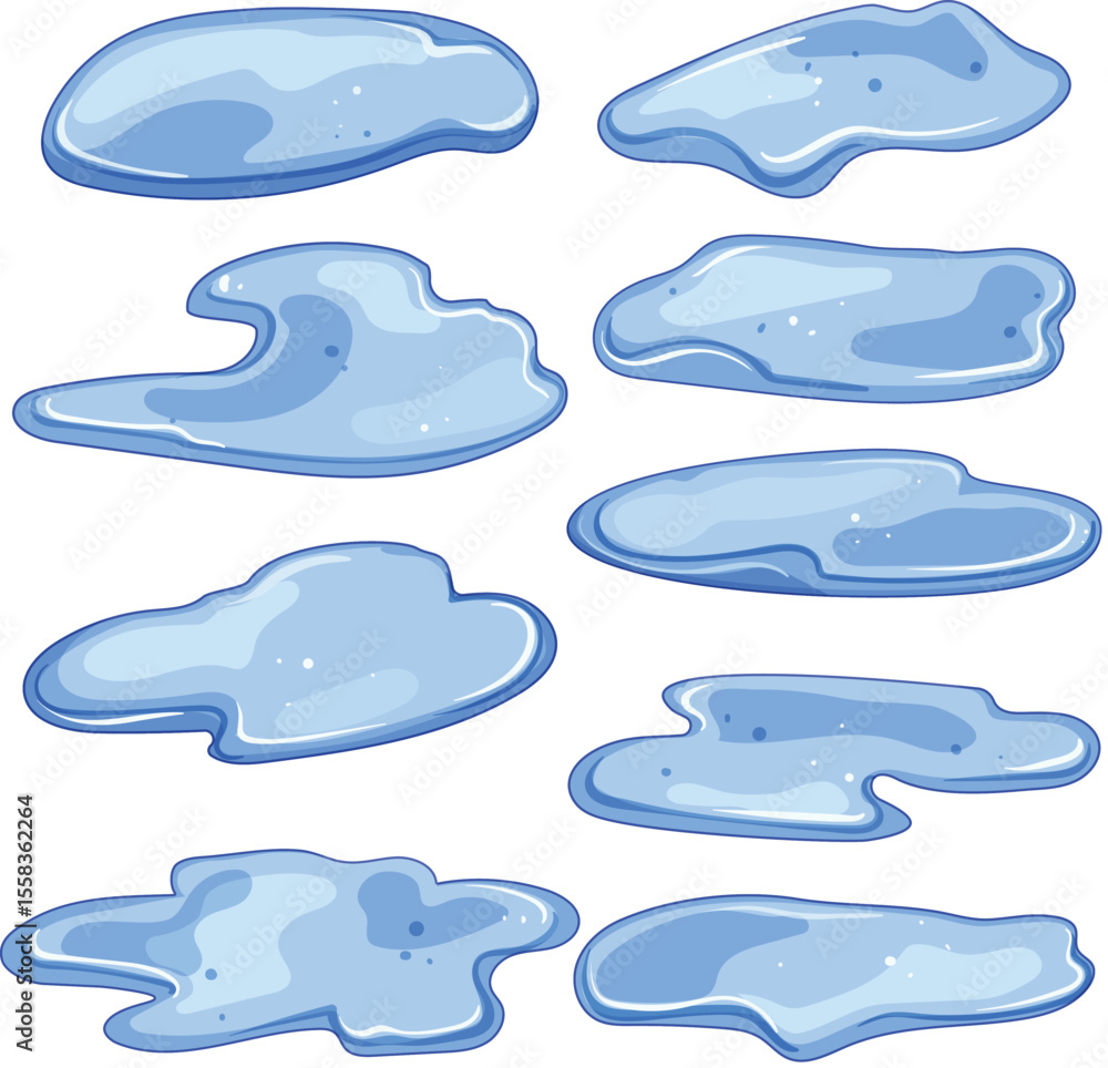 Fototapeta premium puddle set cartoon vector illustration