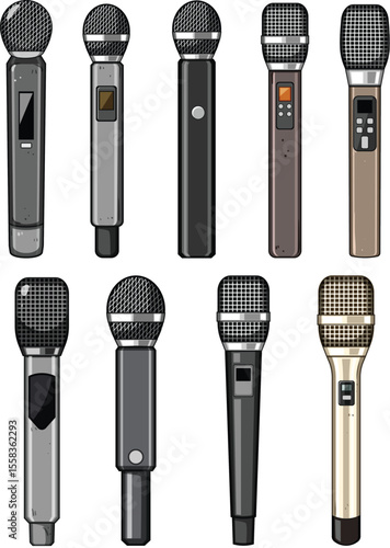 radio microphone set cartoon vector illustration