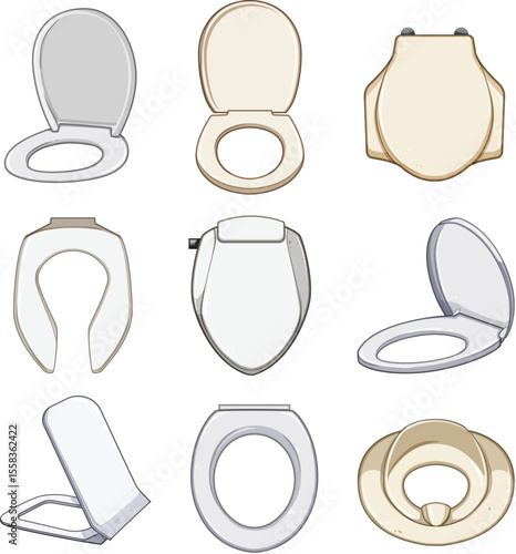 toilet seat set cartoon vector illustration