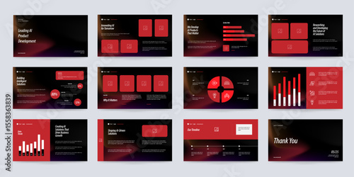 minimalist presentation templates. corporate booklet use in flyer and leaflet, marketing banner, advertising brochure, annual business report, website slider. Black red color company profile vector