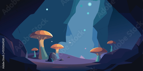 Enchanted Glow A Fantasy Cave with Luminous Mushrooms