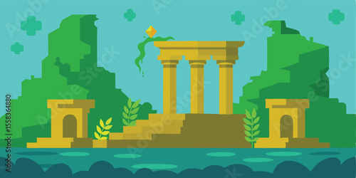 Enchanted Ruins A Lost Civilization's Mysterious Temple Amidst Lush Greenery