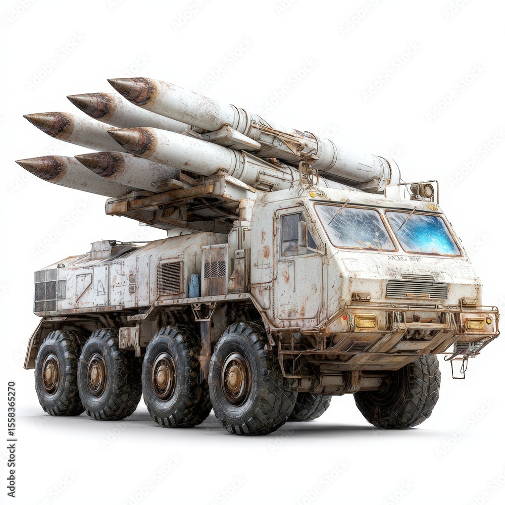 Old Military Missile Launcher Truck Ready for Deployment Heavy Duty Vehicle with Missiles Old Military Missile Launcher Truck Ready for Deployment Heavy Duty Vehicle with Missiles