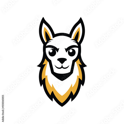 Llama mascot head logo with black and gold accents