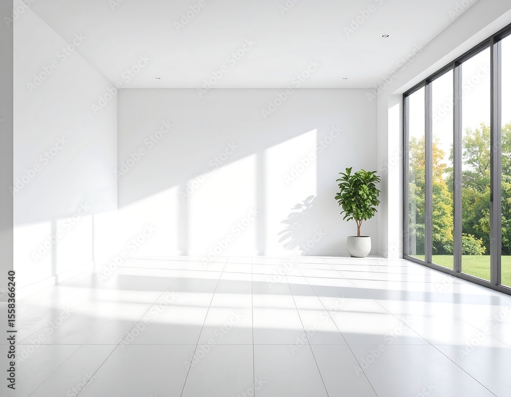 Obraz premium Empty bright white modern room