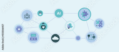 AI System Network Diagram with Interconnected Components