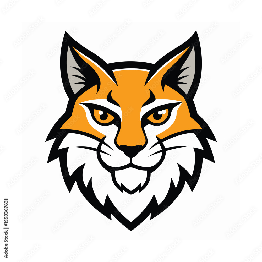 Fototapeta premium Orange bobcat head mascot logo on white background